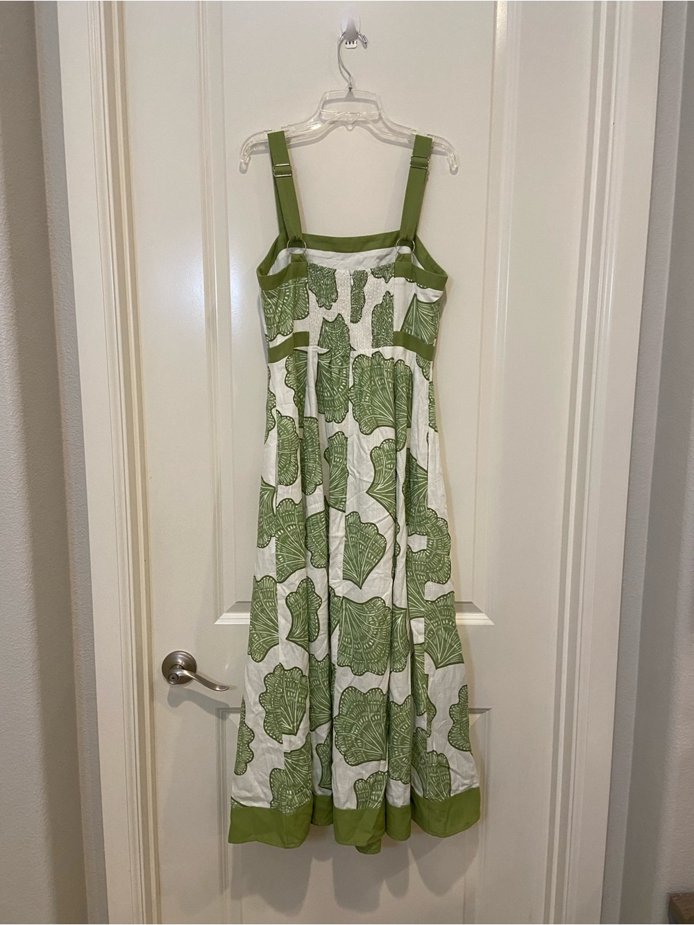 New Sage Green & Cream Coastal Seashell Print Midi Dress - Picture 5 of 6